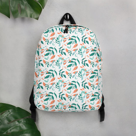 Minimalist Backpack, Leaves white