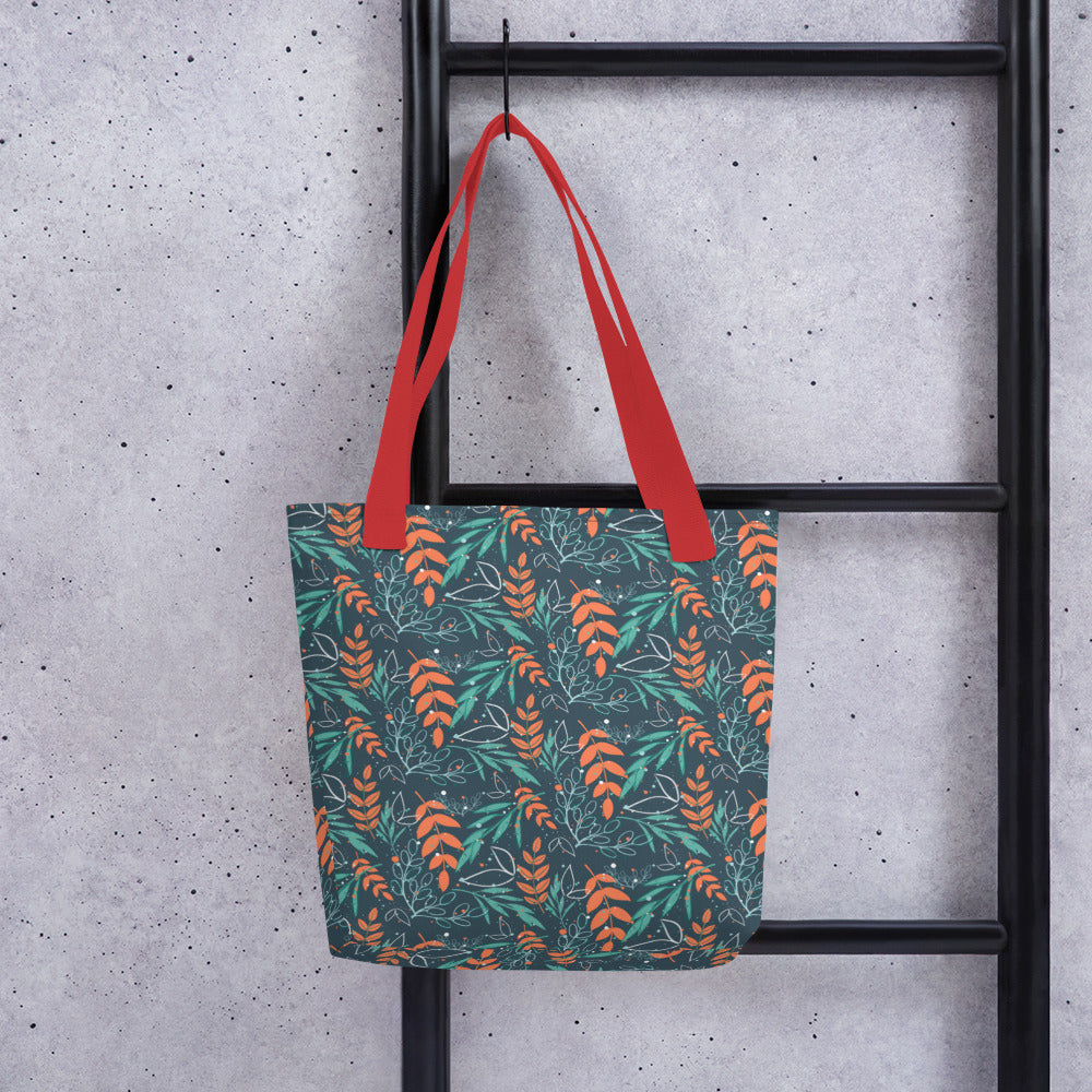 Tote bag, Leaves blue