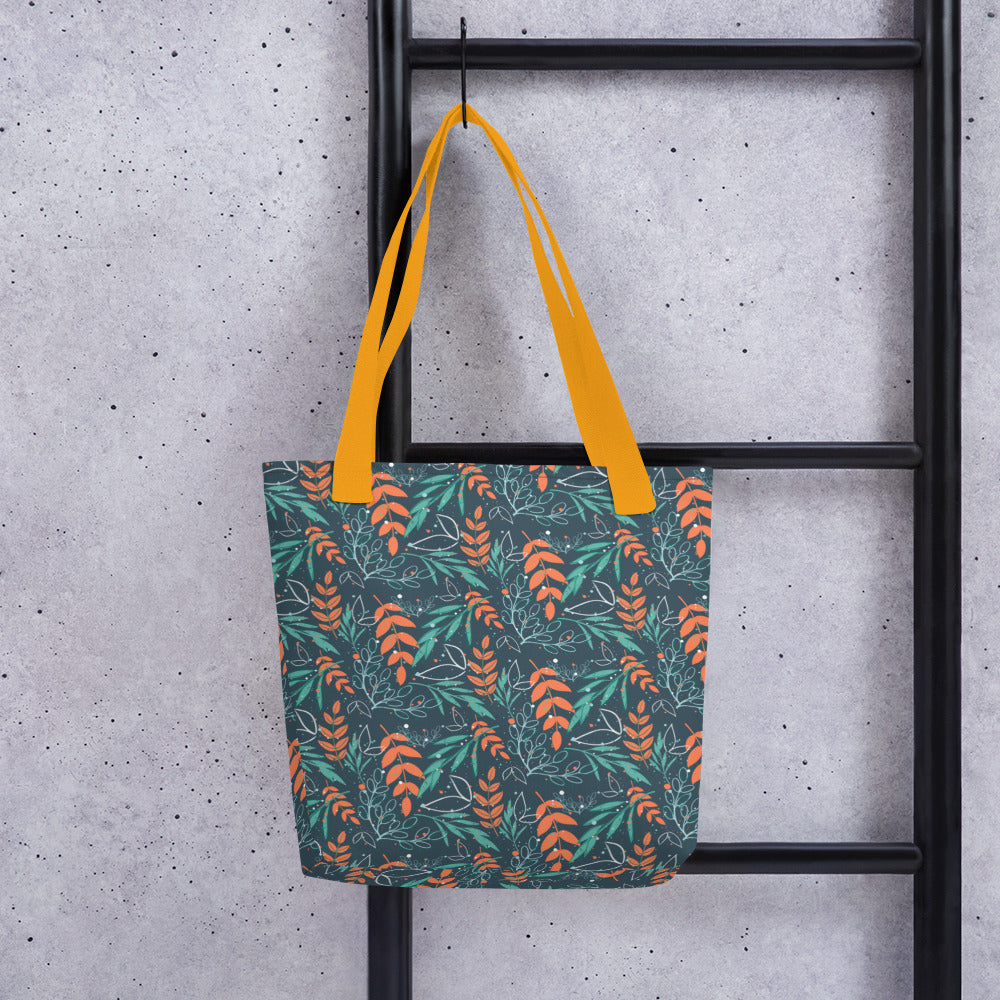 Tote bag, Leaves blue