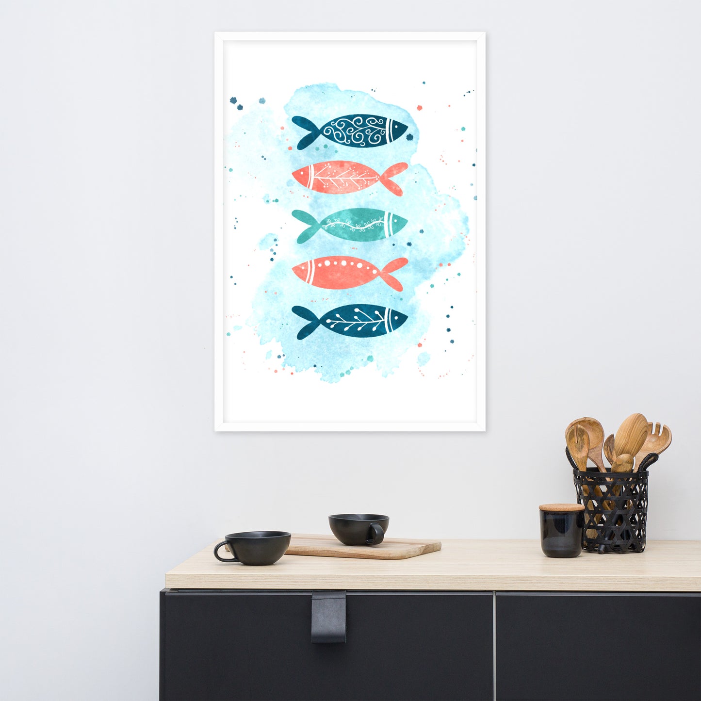 Framed matte paper poster, Colorful fish