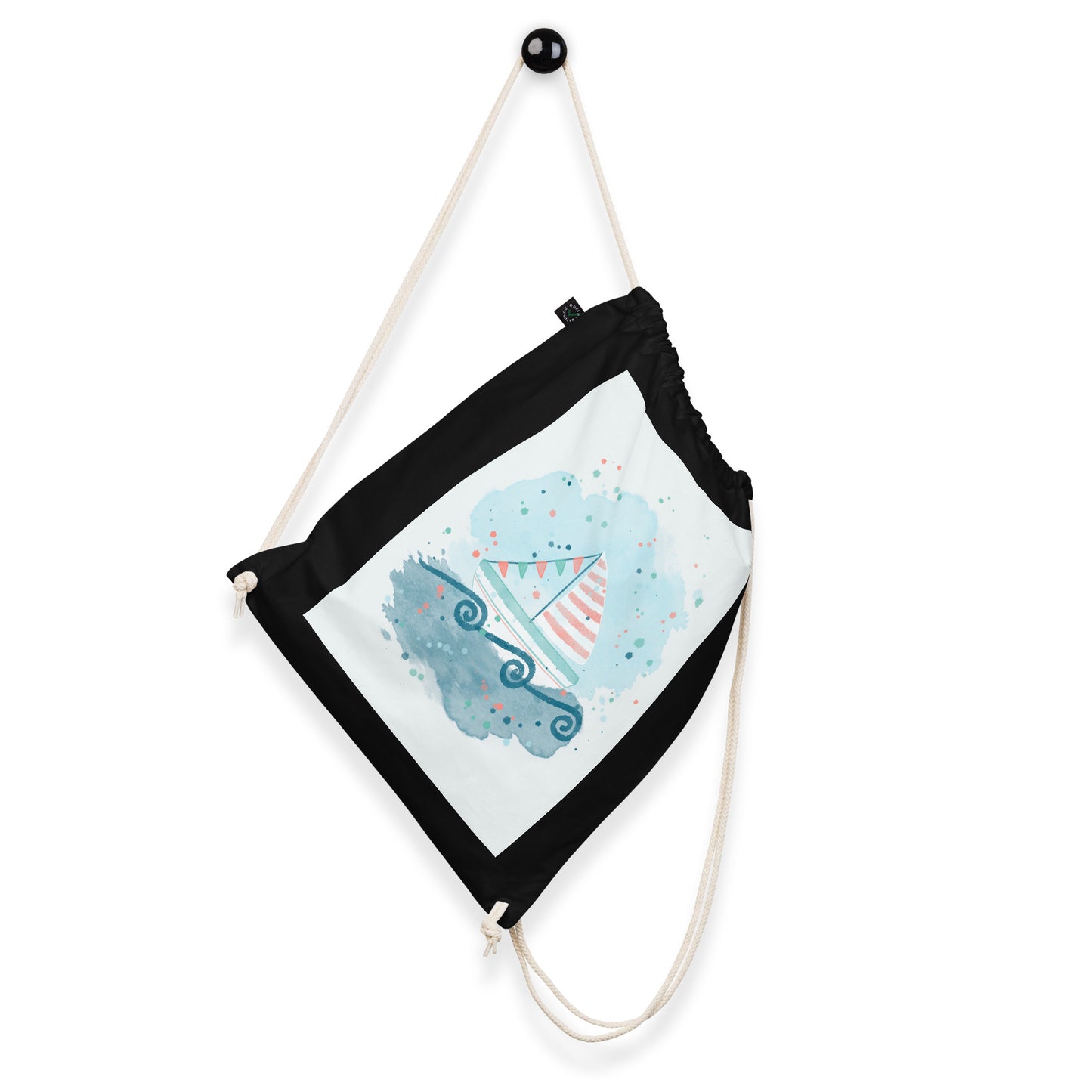 Organic cotton drawstring bag, Sail boats