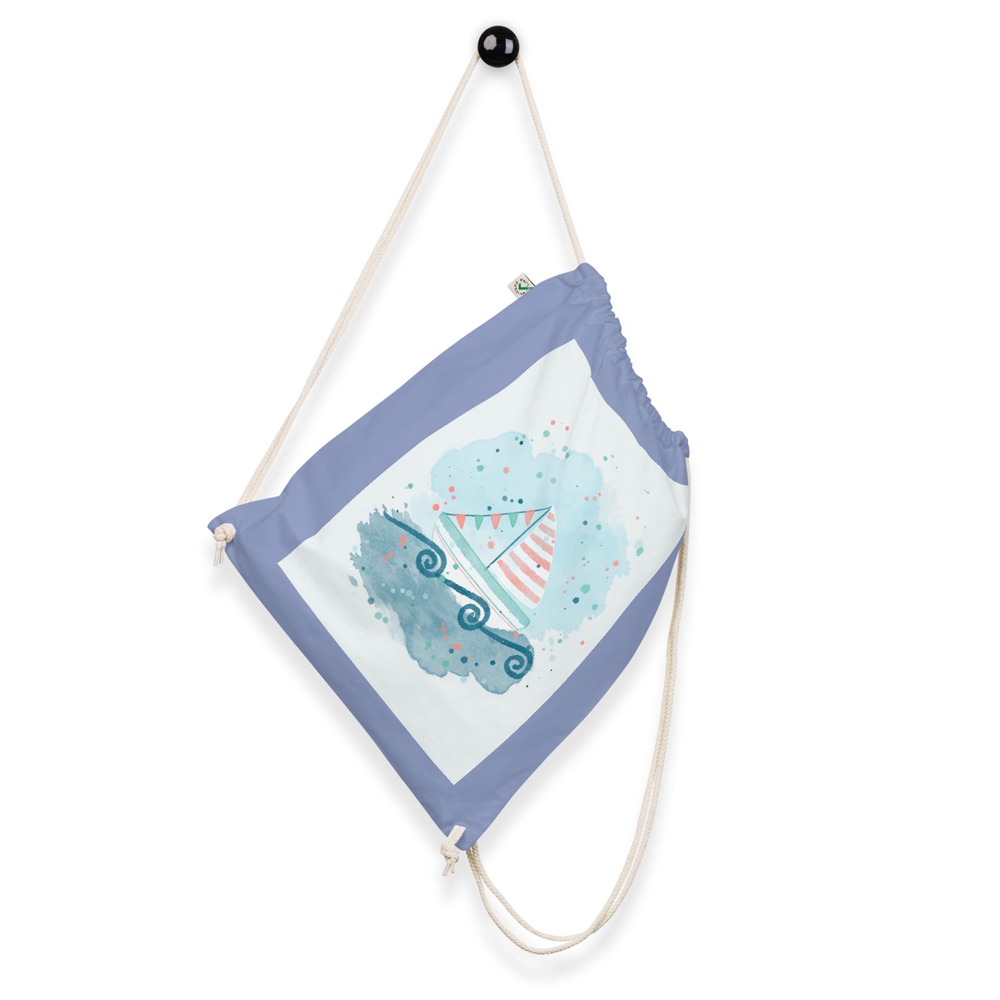 Organic cotton drawstring bag, Sail boats