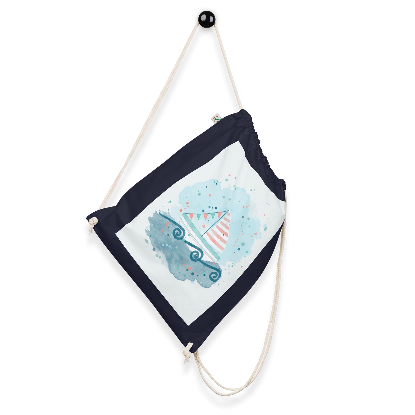 Organic cotton drawstring bag, Sail boats