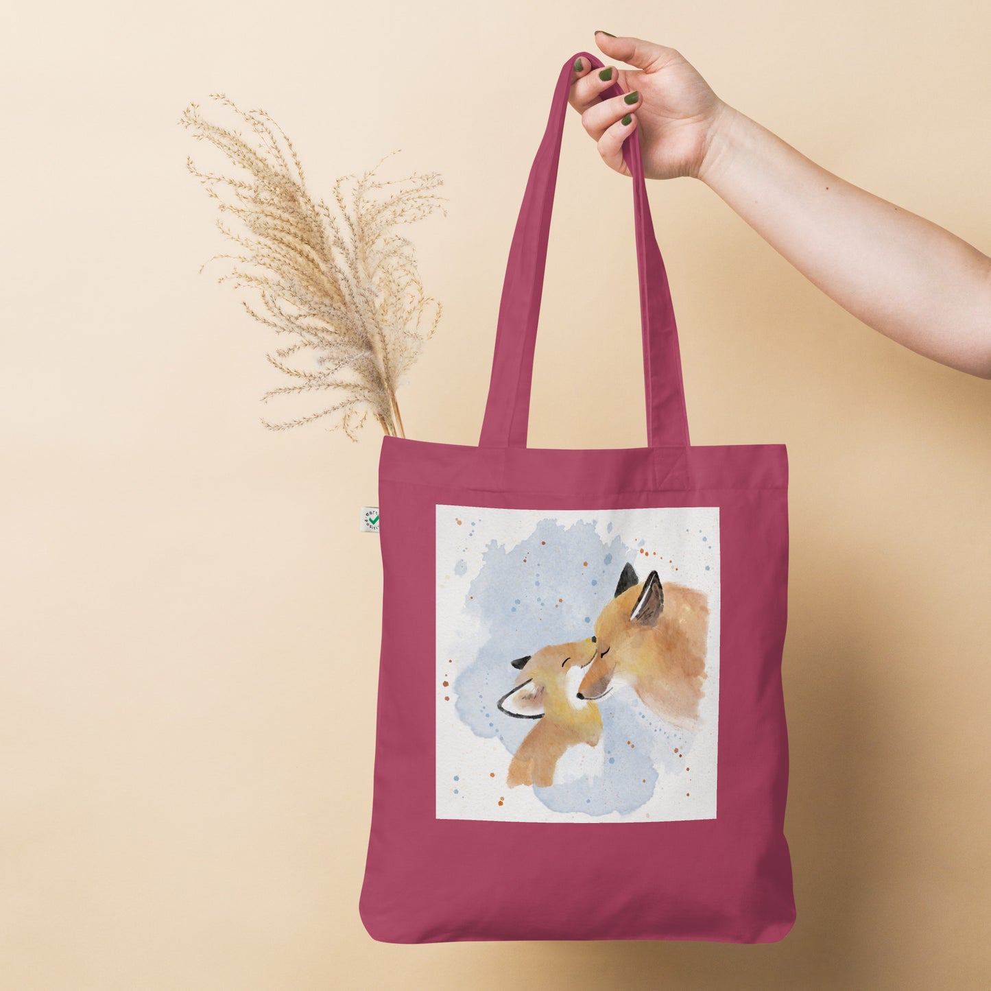 Organic fashion tote bag Foxes