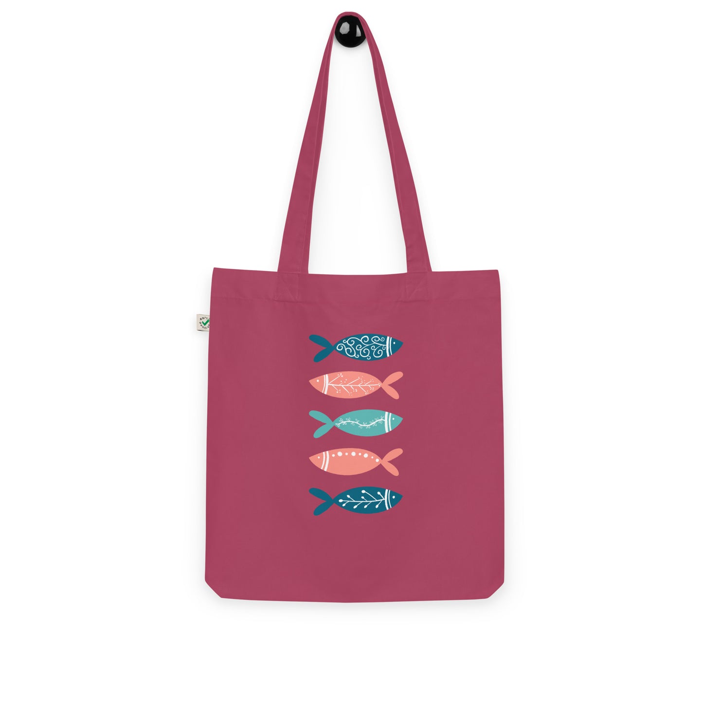 Organic fashion tote bag, Colorful fish