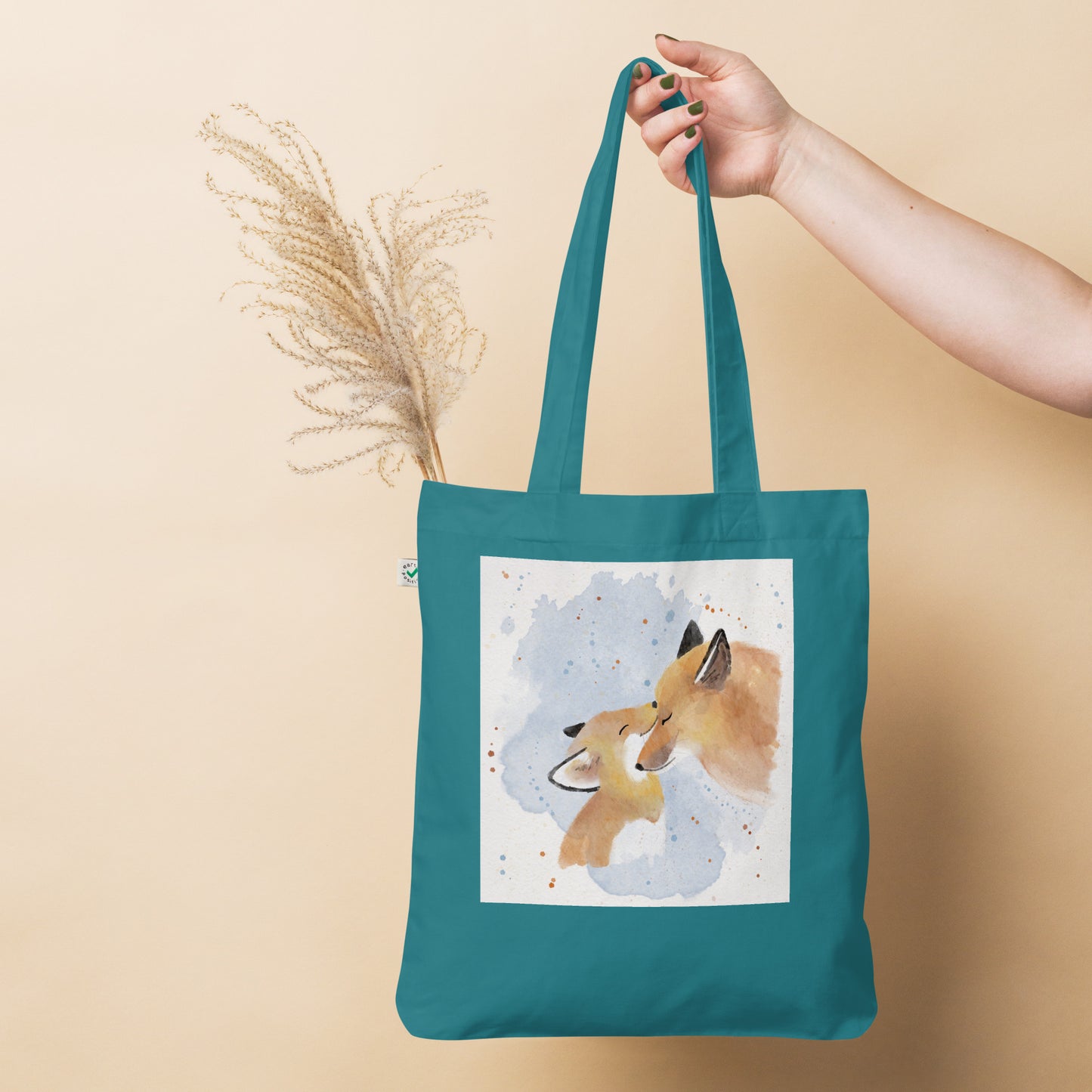 Organic fashion tote bag Foxes