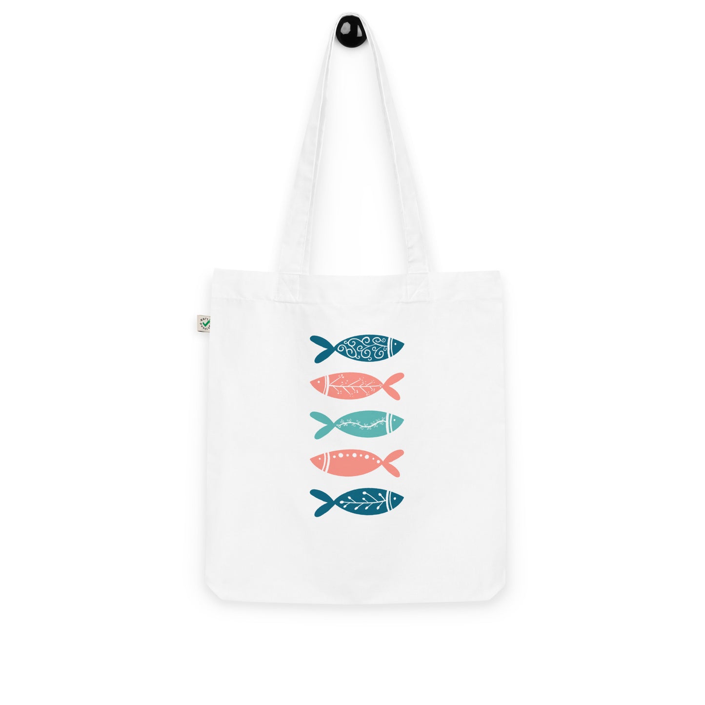 Organic fashion tote bag, Colorful fish