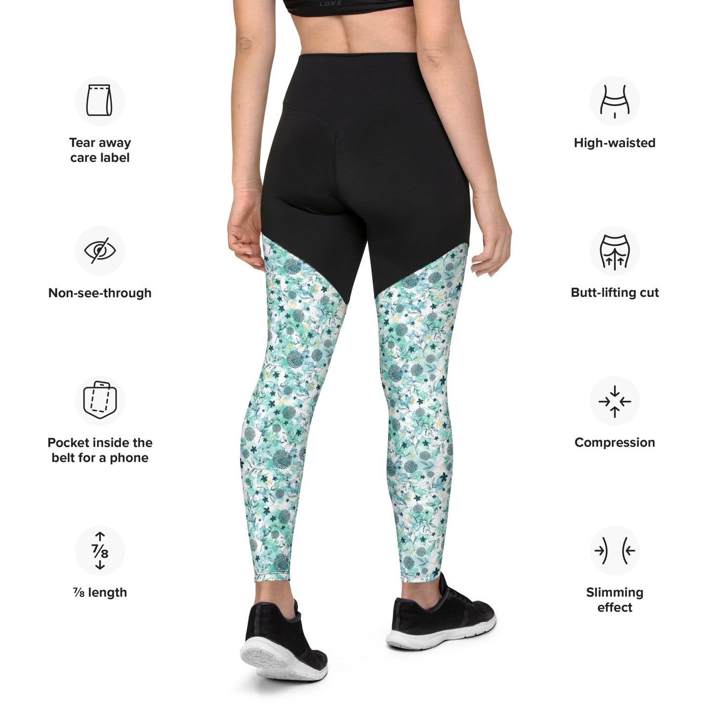 Sports Leggings, Little blue florals