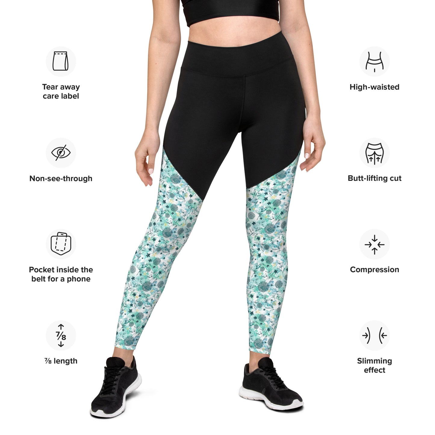 Sports Leggings, Little blue florals