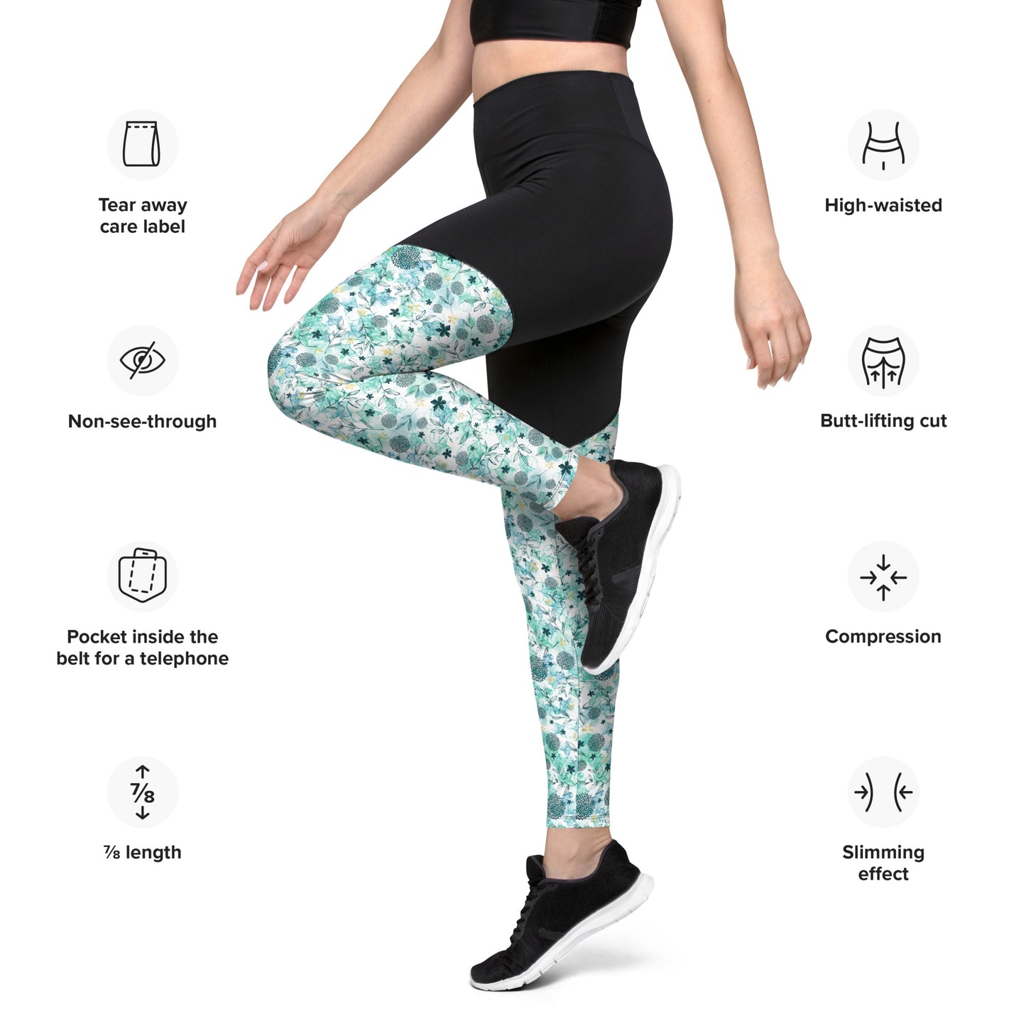 Sports Leggings, Little blue florals