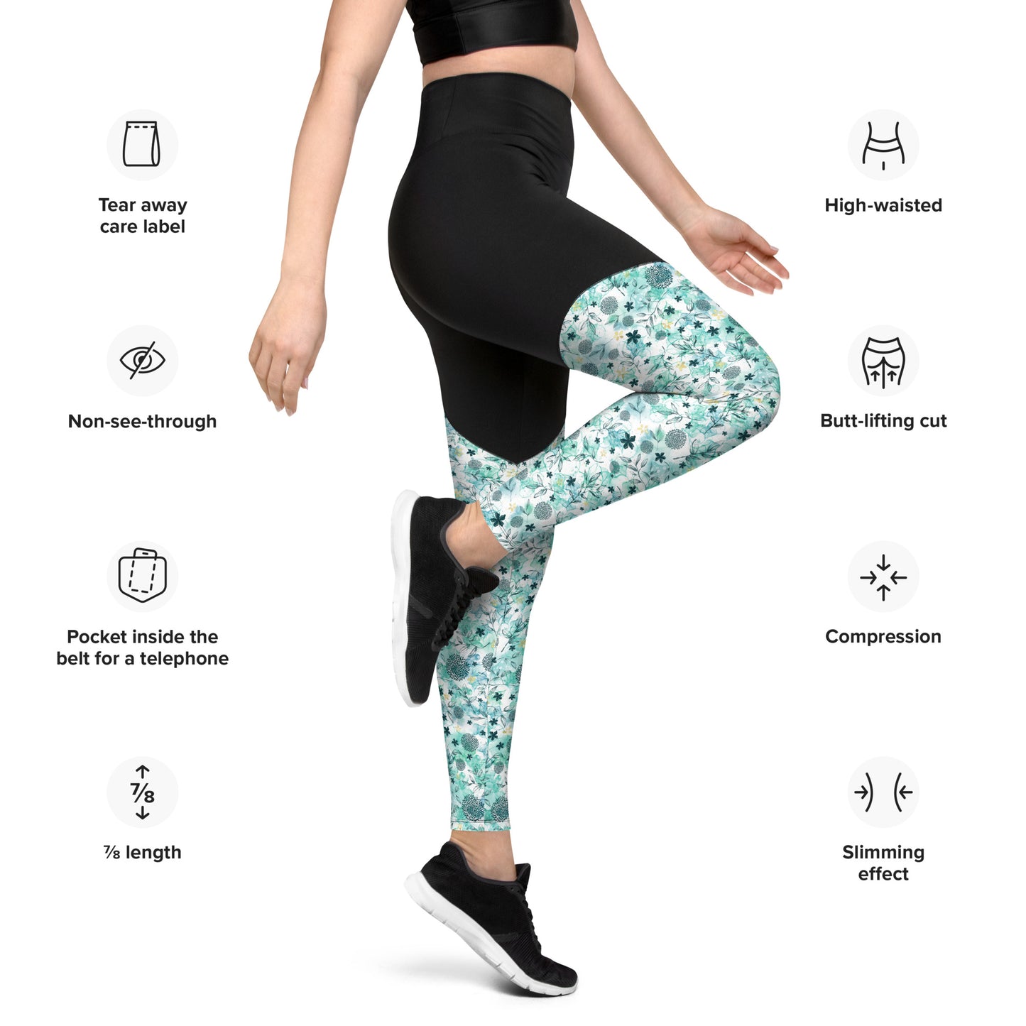 Sports Leggings, Little blue florals