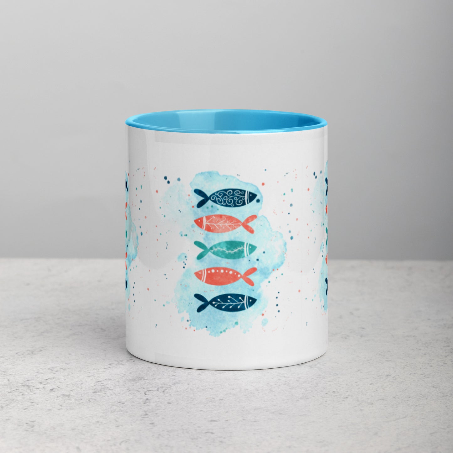 Mug with Color Inside, Colorful fish
