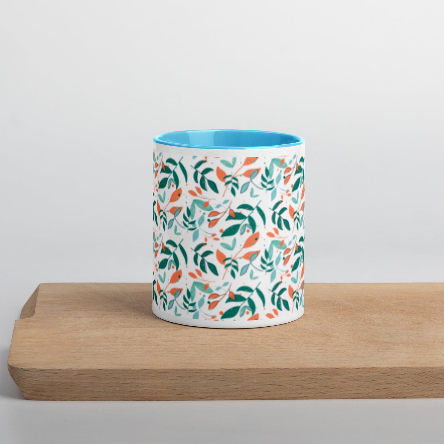 Mug with Color Inside, Leaves white