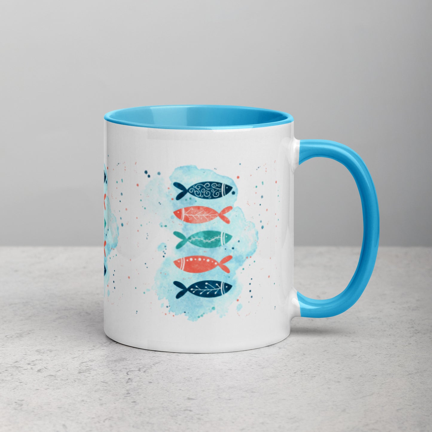 Mug with Color Inside, Colorful fish