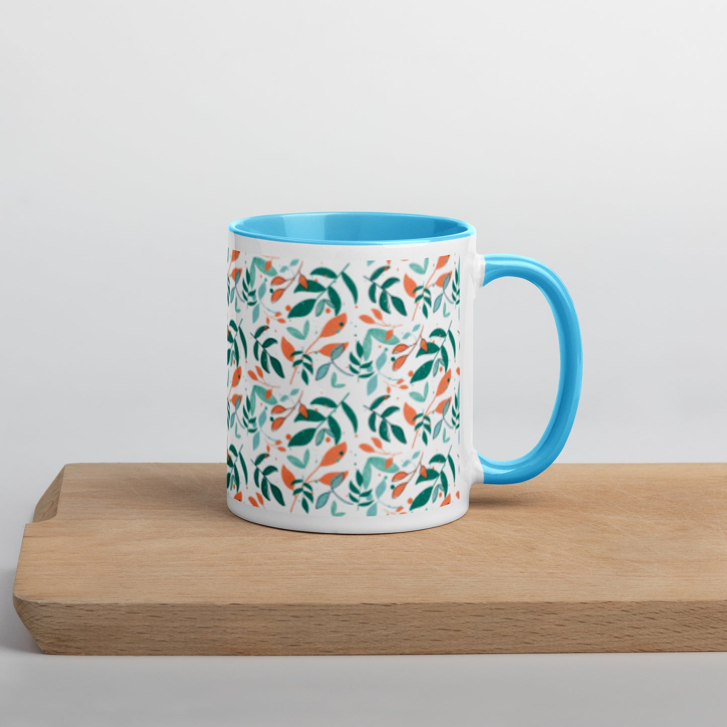 Mug with Color Inside, Leaves white