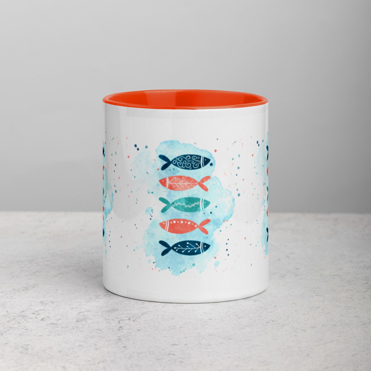 Mug with Color Inside, Colorful fish
