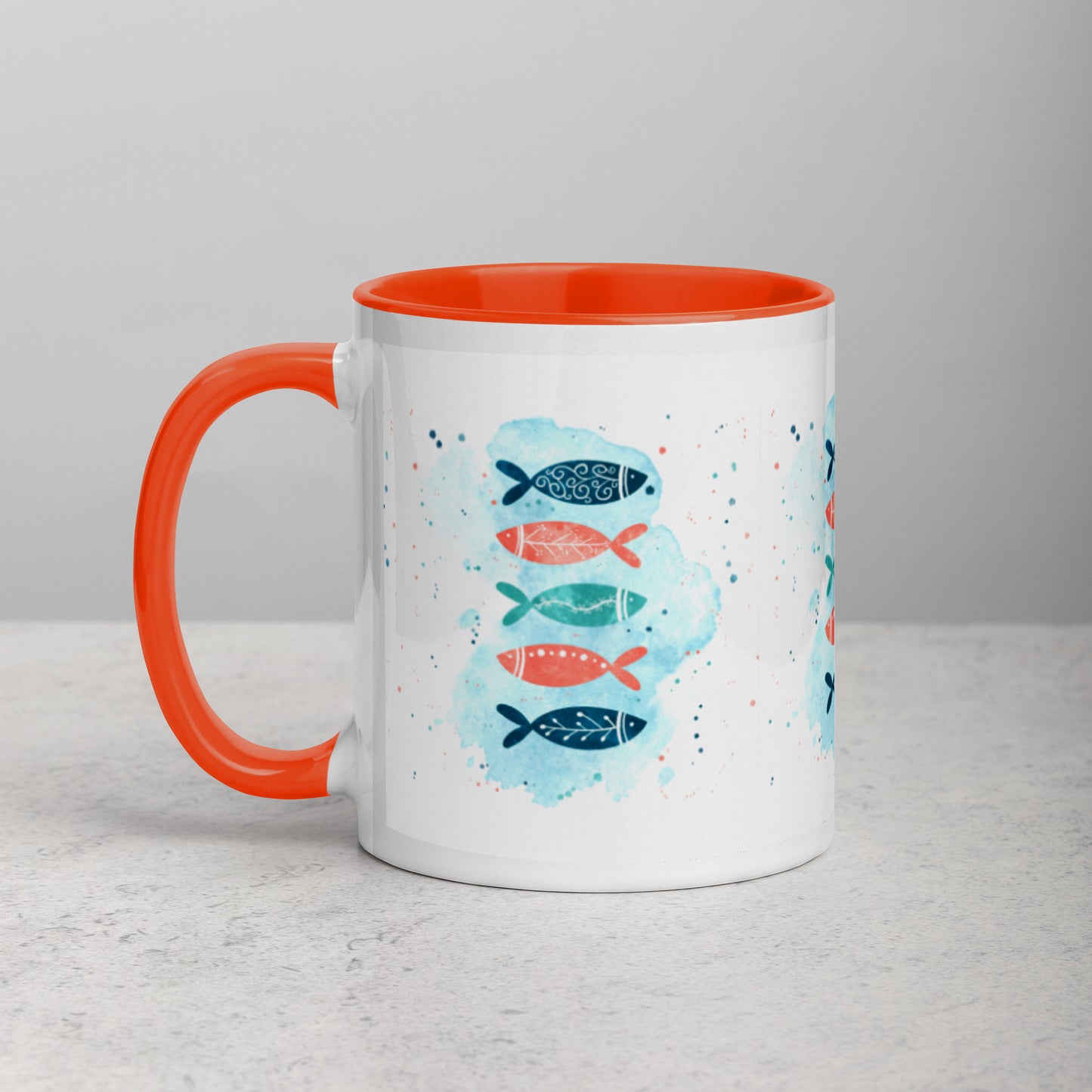 Mug with Color Inside, Colorful fish