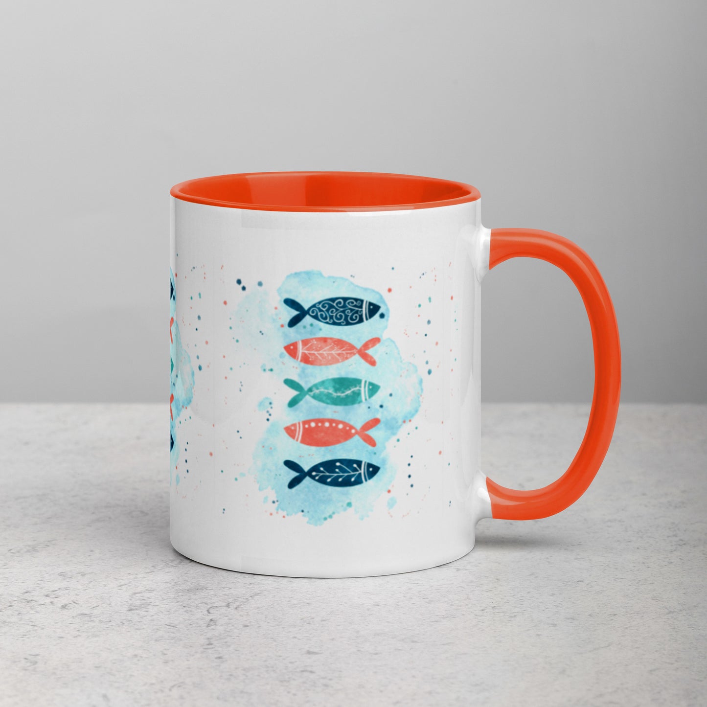 Mug with Color Inside, Colorful fish