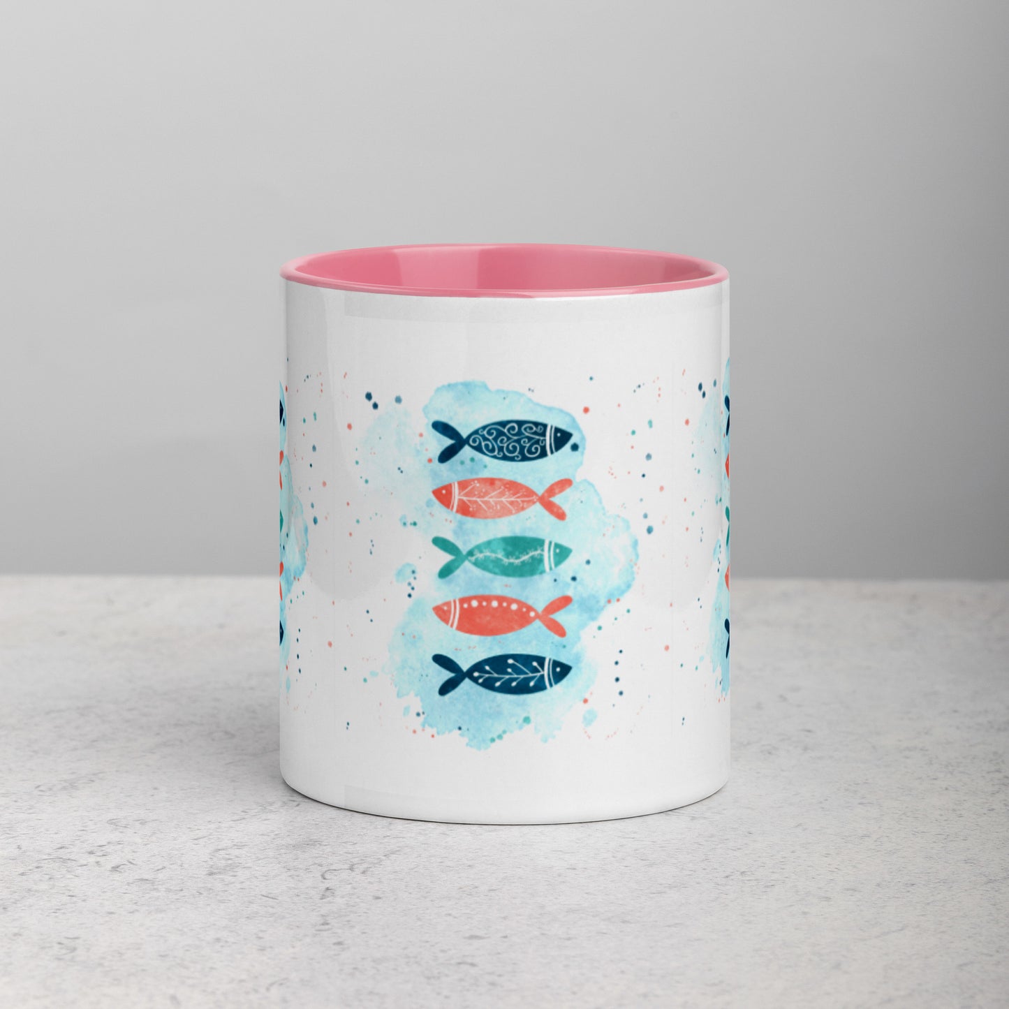 Mug with Color Inside, Colorful fish