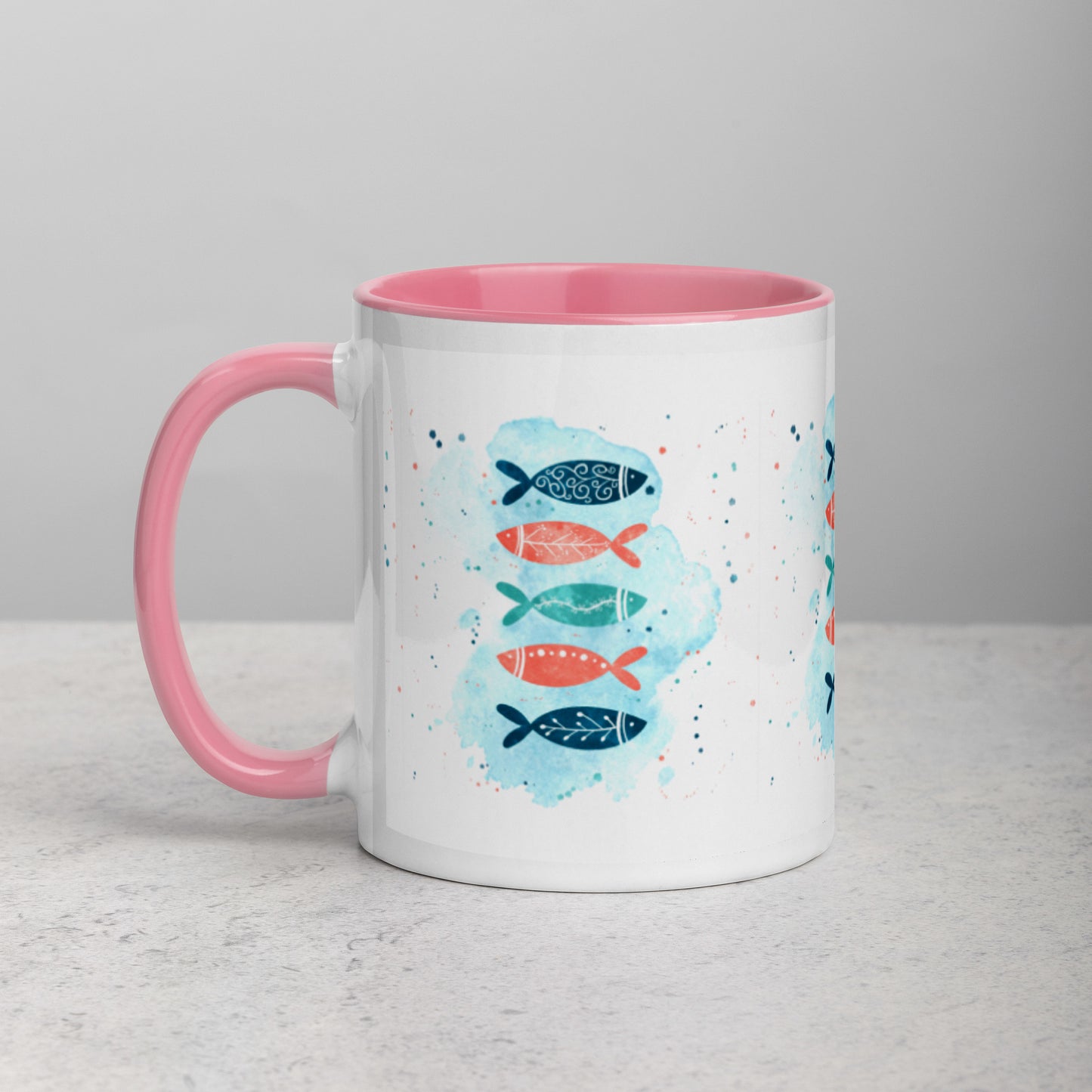 Mug with Color Inside, Colorful fish