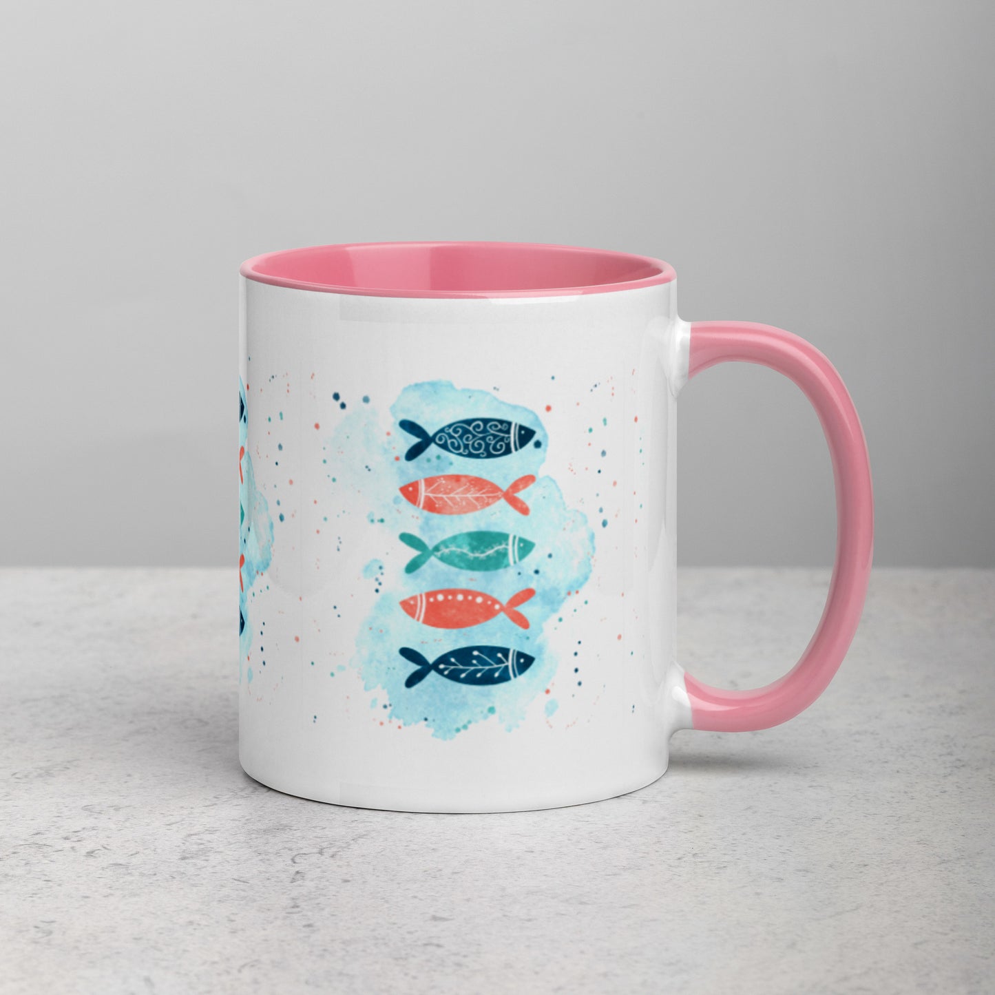 Mug with Color Inside, Colorful fish