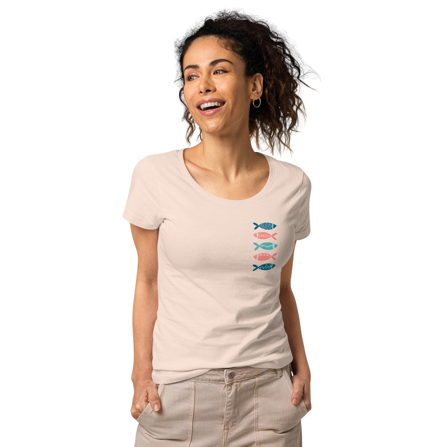 Women’s basic organic t-shirt, Colorful fish