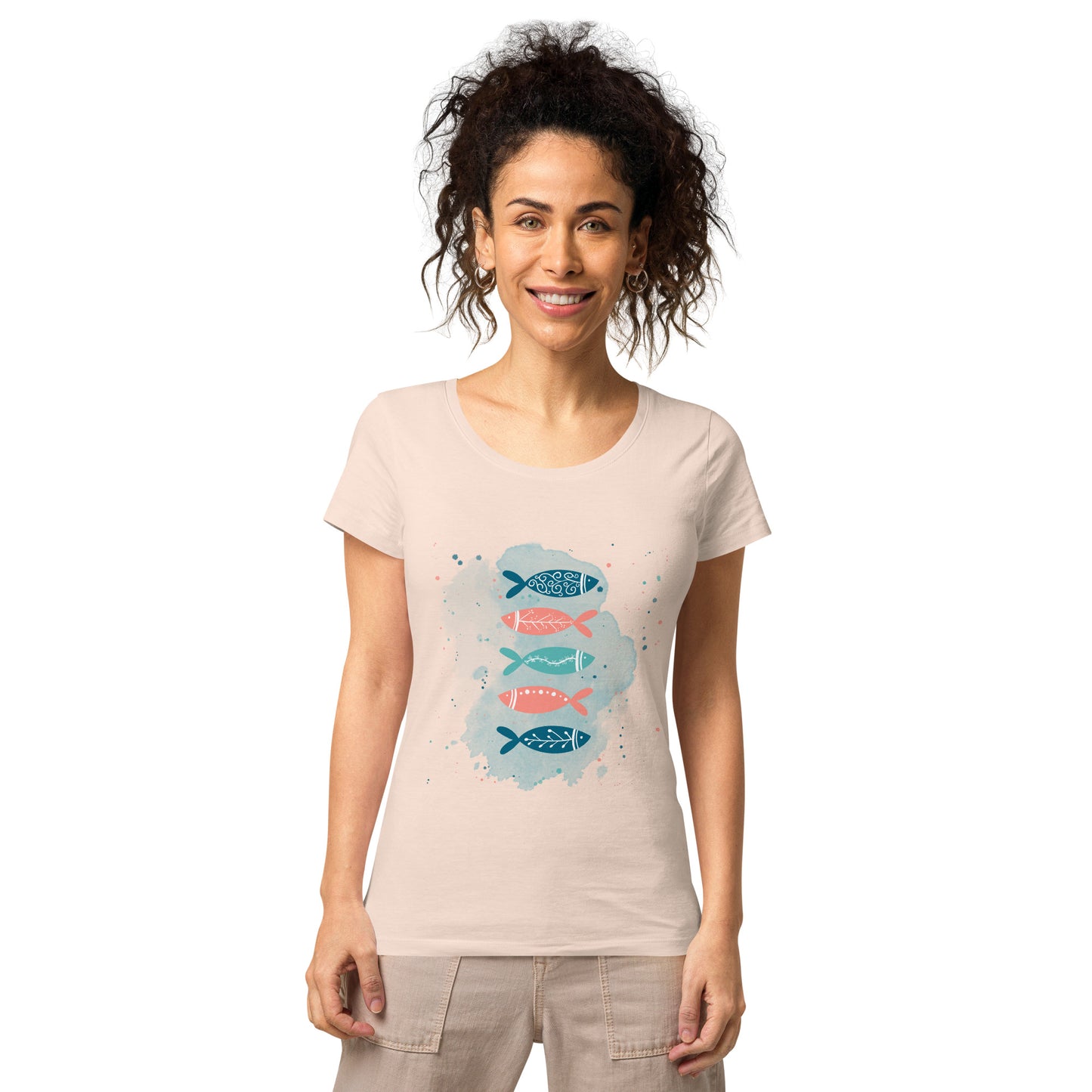 Women’s basic organic t-shirt, Colorful fish