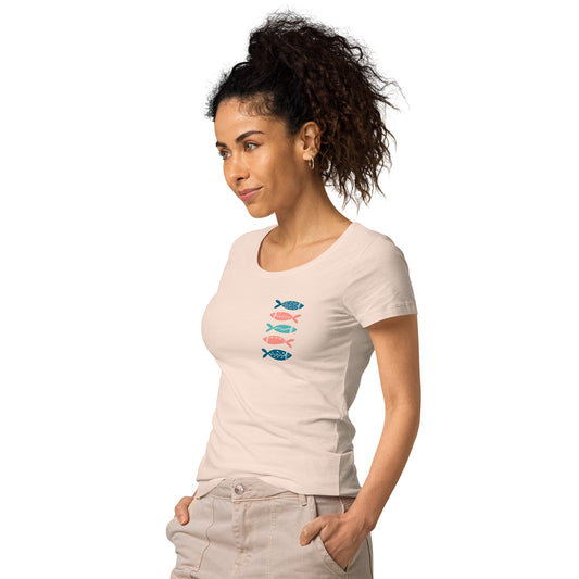 Women’s basic organic t-shirt, Colorful fish