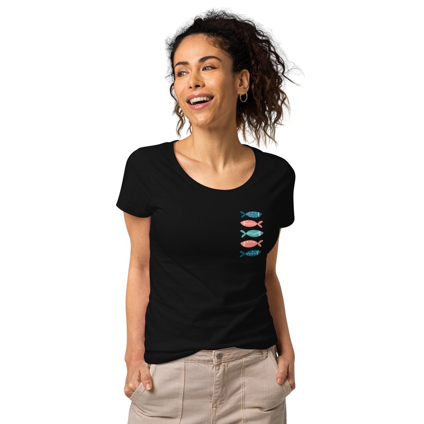 Women’s basic organic t-shirt, Colorful fish