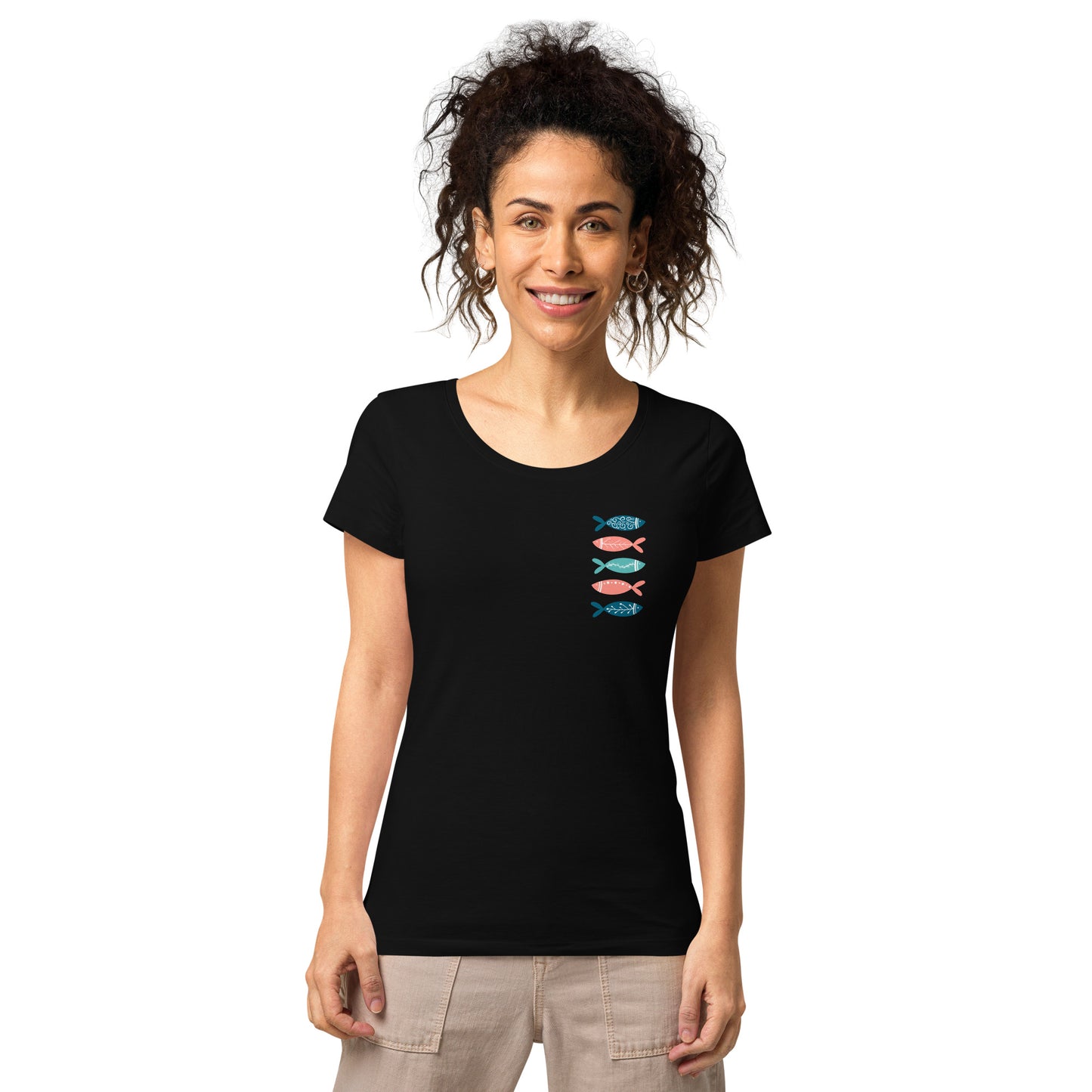 Women’s basic organic t-shirt, Colorful fish