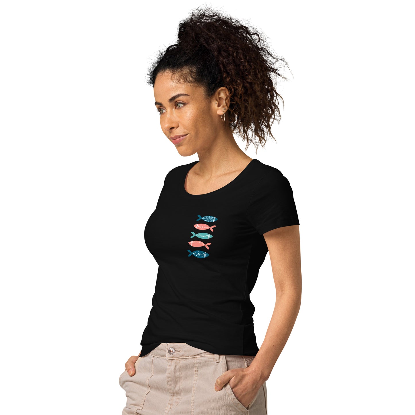 Women’s basic organic t-shirt, Colorful fish