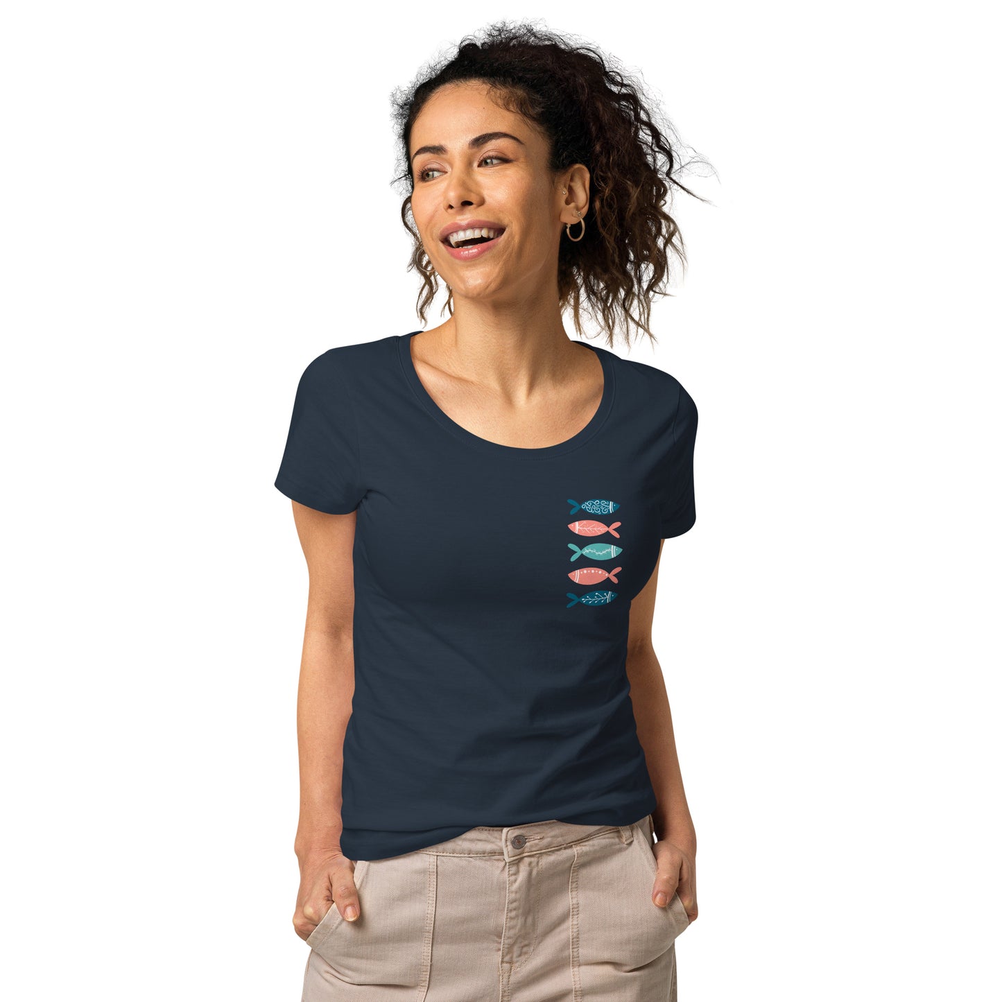 Women’s basic organic t-shirt, Colorful fish