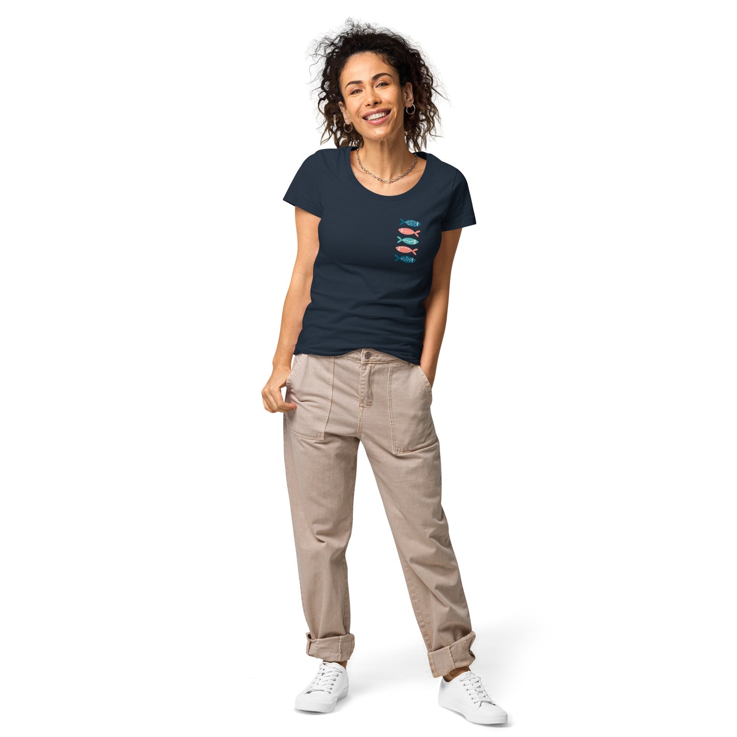 Women’s basic organic t-shirt, Colorful fish