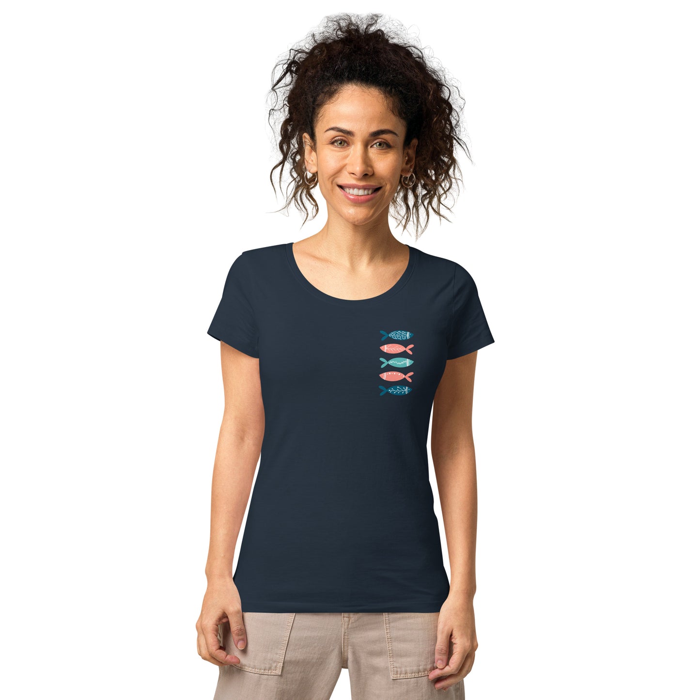 Women’s basic organic t-shirt, Colorful fish
