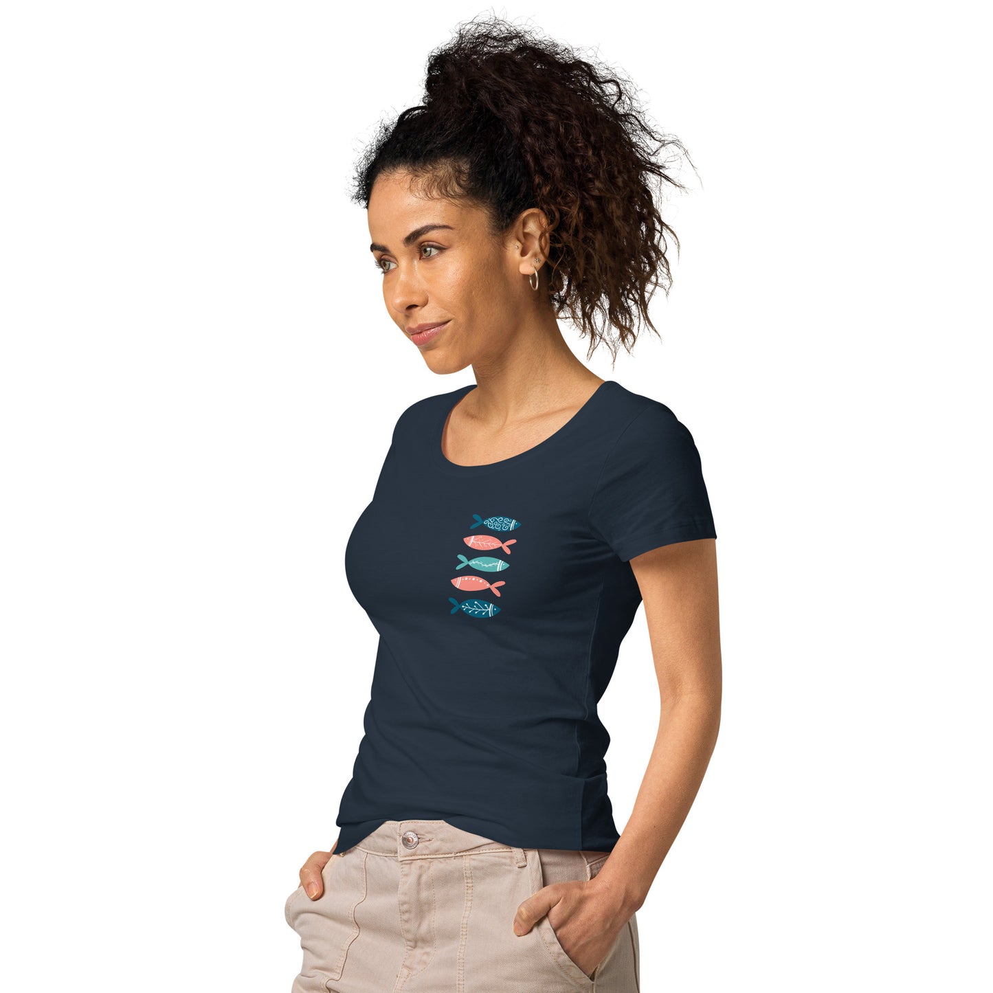 Women’s basic organic t-shirt, Colorful fish