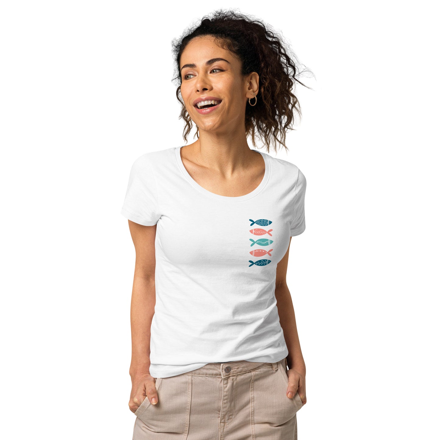 Women’s basic organic t-shirt, Colorful fish