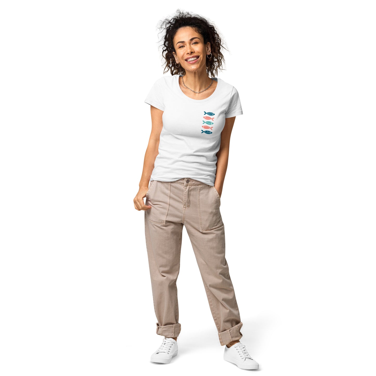 Women’s basic organic t-shirt, Colorful fish