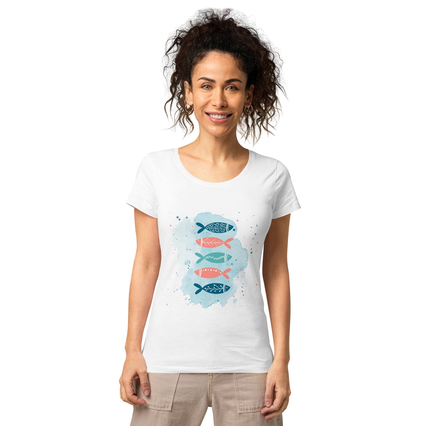 Women’s basic organic t-shirt, Colorful fish