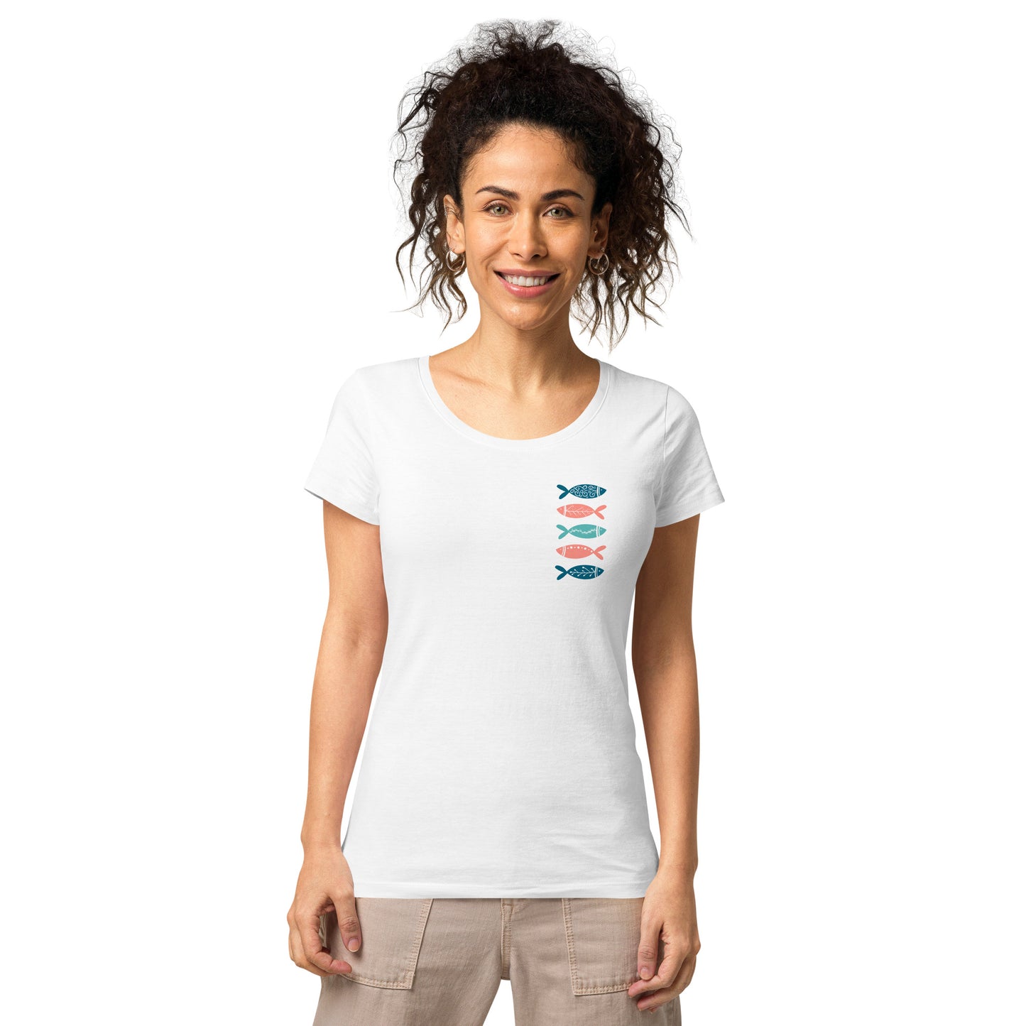 Women’s basic organic t-shirt, Colorful fish