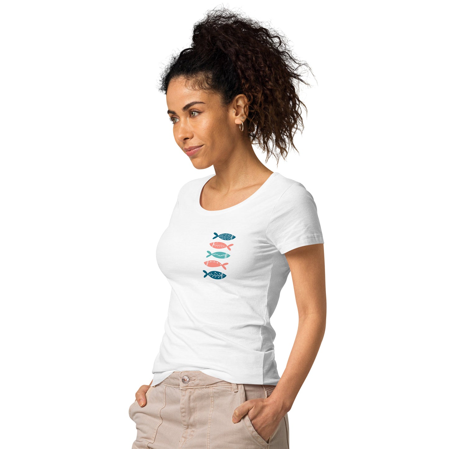 Women’s basic organic t-shirt, Colorful fish