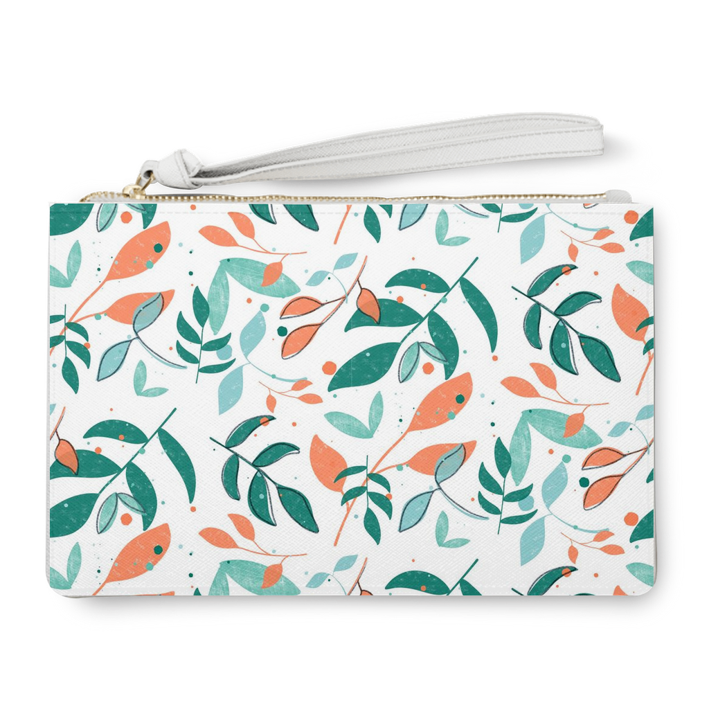 Clutch Bag, Leaves white