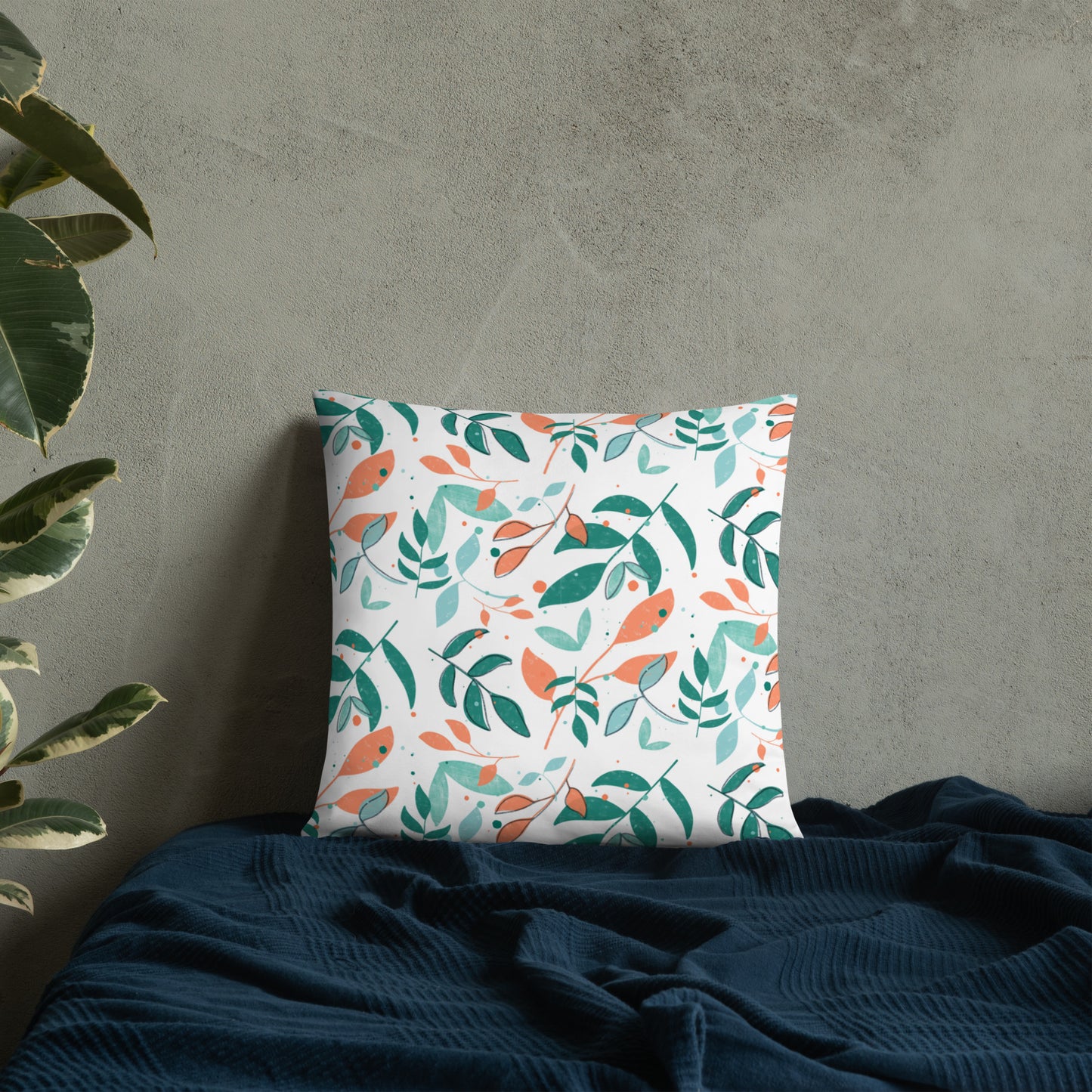 Basic Pillow, Leaves white