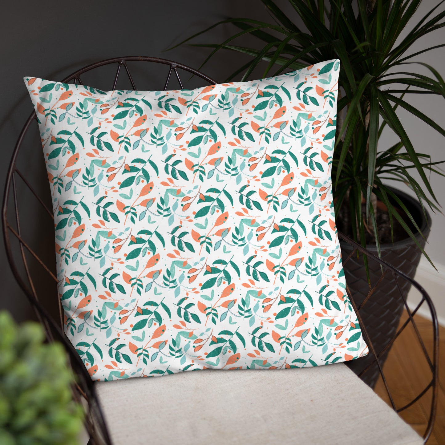 Basic Pillow, Leaves white