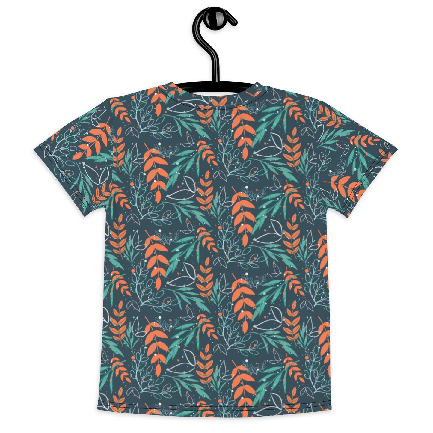 Kids crew neck t-shirt, Leaves blue