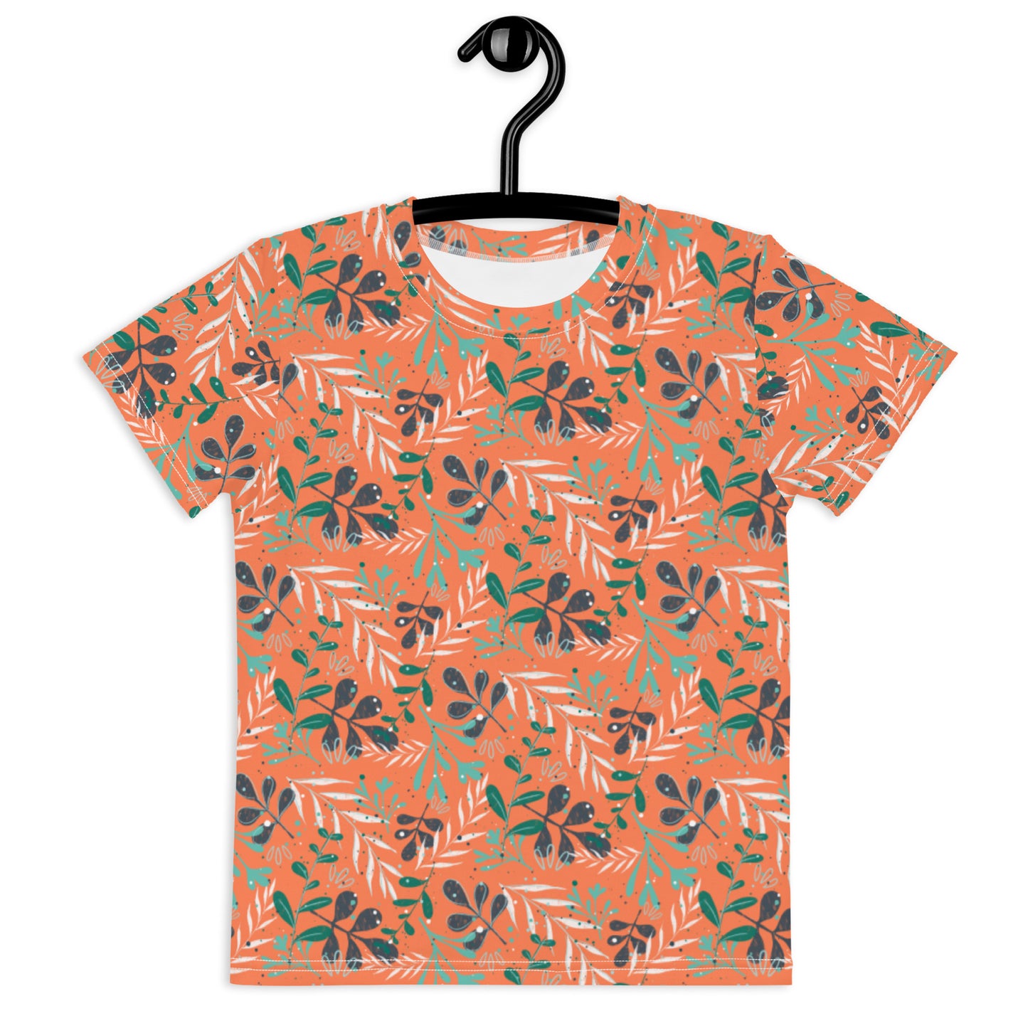 Kids crew neck t-shirt, Leaves orange