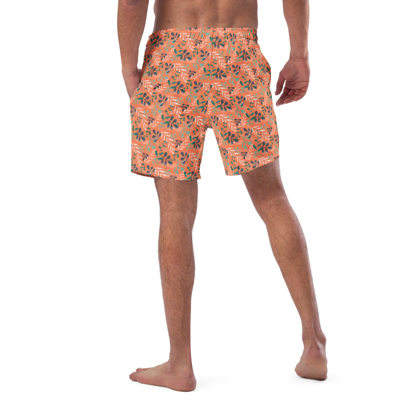 Men's swim trunks, Leaves orange