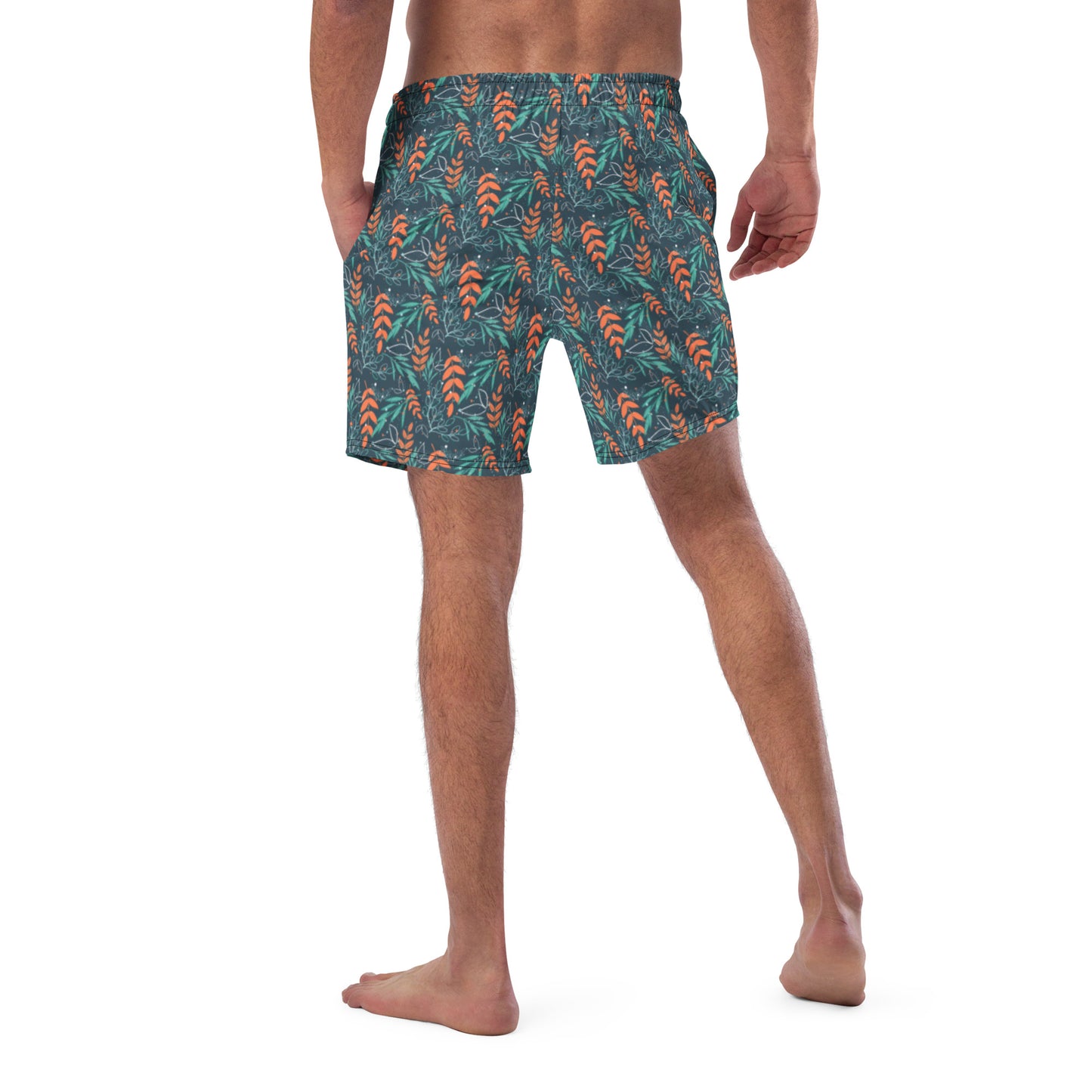 Men's swim trunks, Leaves blue