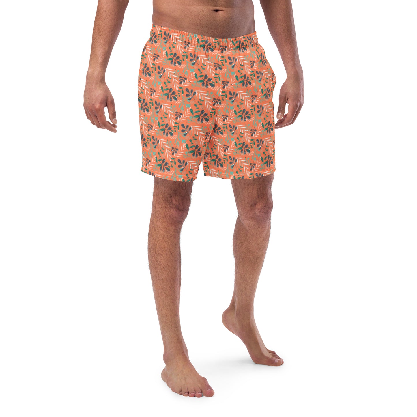 Men's swim trunks, Leaves orange