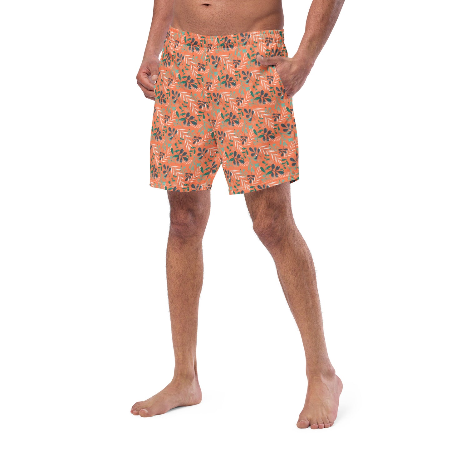 Men's swim trunks, Leaves orange