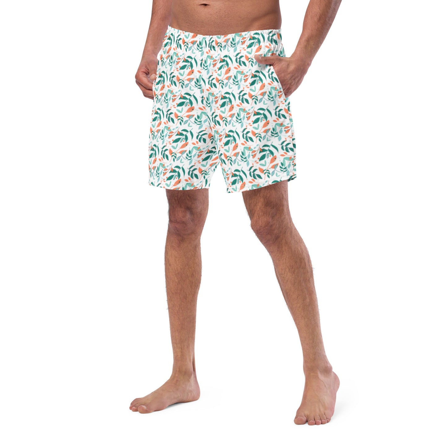 Men's swim trunks, Leaves white